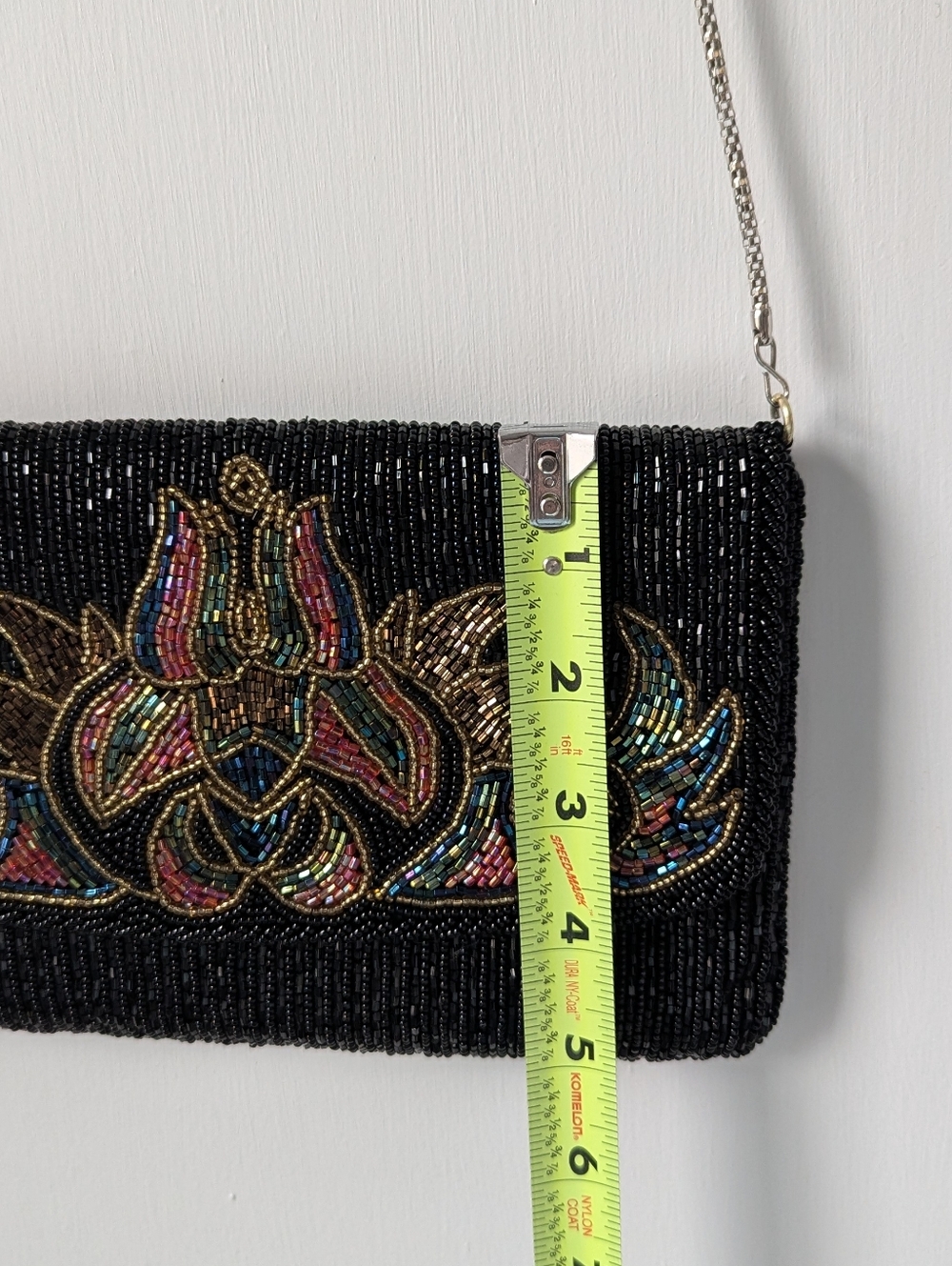 La Regale Vintage Unique Beaded Black Chained Shoulder Bag Wedding Prom Gatsby - Picture 9 of 11